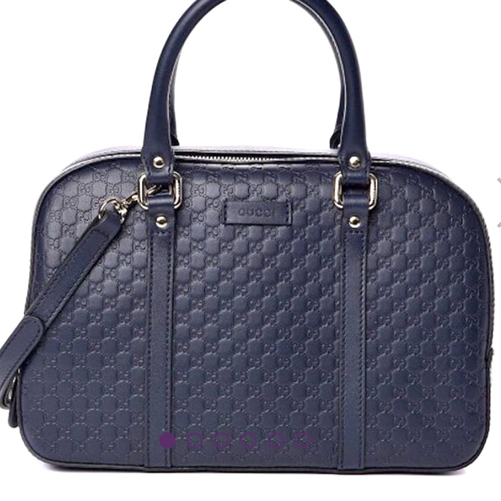 🆕💯% Auth Gucci Navy Micro GG Convertible Satchel